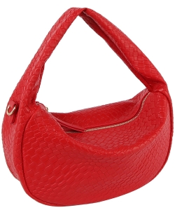 Embossed Woven Shoulder Bag Hobo LH131-Z RED